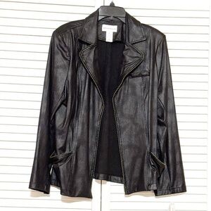 Alfred Dunner  Black Faux Suede Leather Jacket Blazer Size M - New with Tags